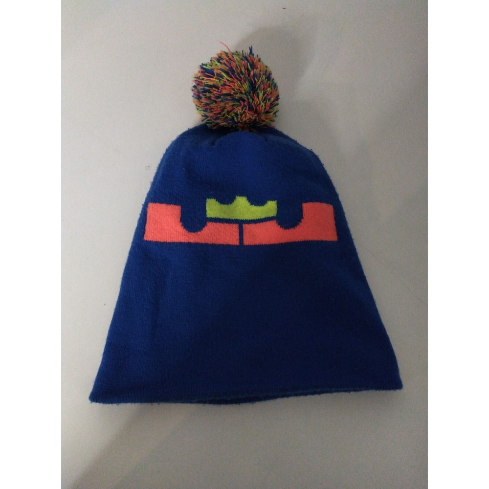 Lebron Nike Beanie Hat KNIT POM Blue/Orange King